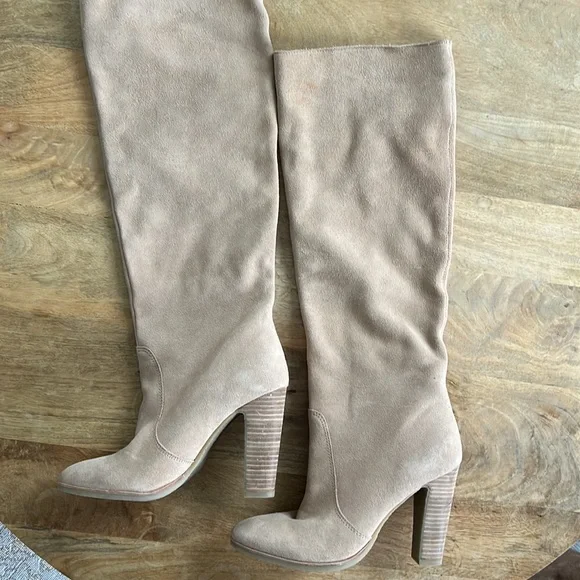 Anthropologie Dolce Vita Celine Blush Tan Suede Leather Boots Size 7 - Picture 6 of 11